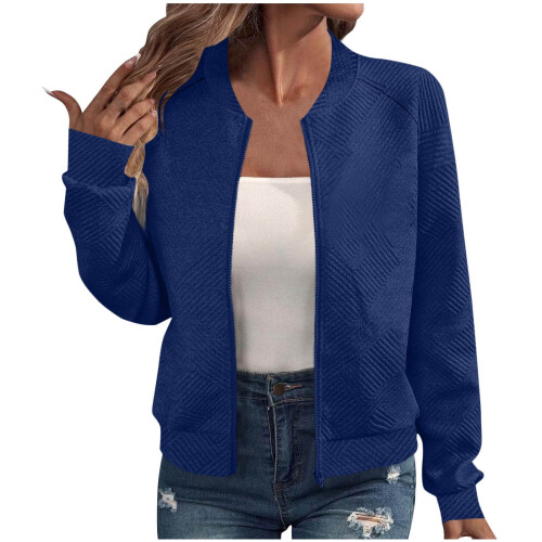 Γυναικείο casual μπουφάν bomber με φερμουάρ Kukoosong, ελαφρύ κοντό παλτό πανεπιστημίου,