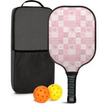 Set di racchette da pickleball in fibra di vetro con motivo floreale, completo di 2 palline e borsa – Adatto per giocare sia all'interno che