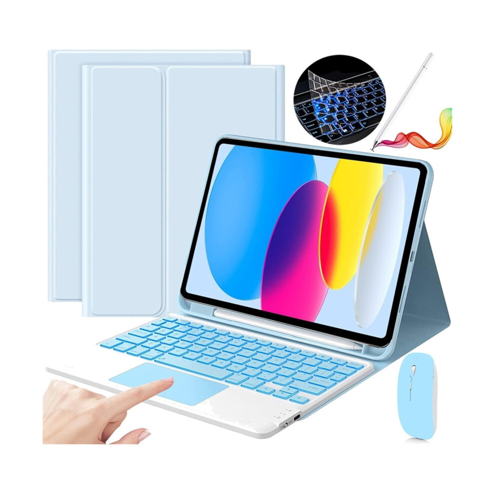 Ipad 10Th Gen 10.9-Inch Case With Keyboard Mouse Stylus Blue 938499944614