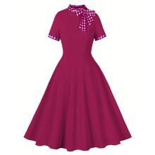 1950-tals vintage damklänning rosettknut Audrey Hepburn-stil festklänningar