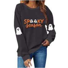 Boo-tiful Basics: Damska bluza z kapturem i długim rękawem z motywem ducha Halloween – 5 szykownych kolorów