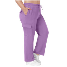 Modische Plus-Size-Damenhose in Unifarbe mit elastischem Bund und Taschen