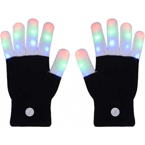 Γάντια Rave με φωτισμό LED 7Colors - Γάντια που φωσφορίζουν με μισά δάχτυλα για ενήλικες