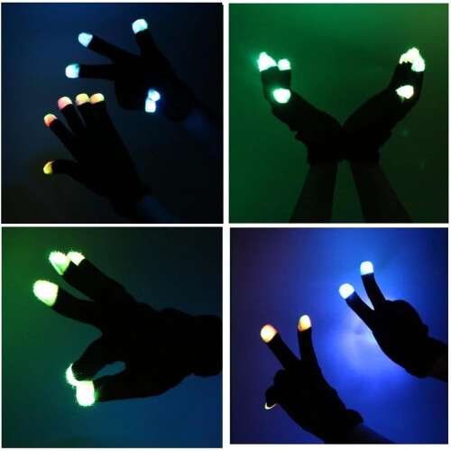 Γάντια Rave με φωτισμό LED 7Colors - Γάντια που φωσφορίζουν με μισά δάχτυλα για ενήλικες 2