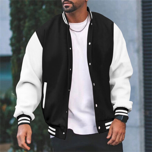 WUWUQF Ανδρικό Μπουφάν Varsity, Ανδρικό Μπουφάν Varsity Baseball Casual για Αγόρια, Ελαφρύ 2
