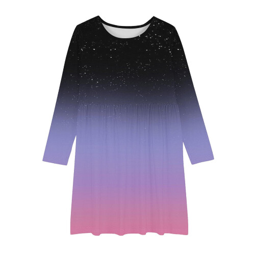 Παιδικό φόρεμα Tie Dye για κορίτσια, μακρυμάνικο σχολικό φόρεμα με στριφτό σκέιτερ, 2
