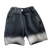 Boys Jeans Pants Spring Summer Fashion Gradient Elastic Waist Wide Leg Denim Knee-Length Pants With Pockets Toddler Soft Sweat Pants,Black,6-7 Years