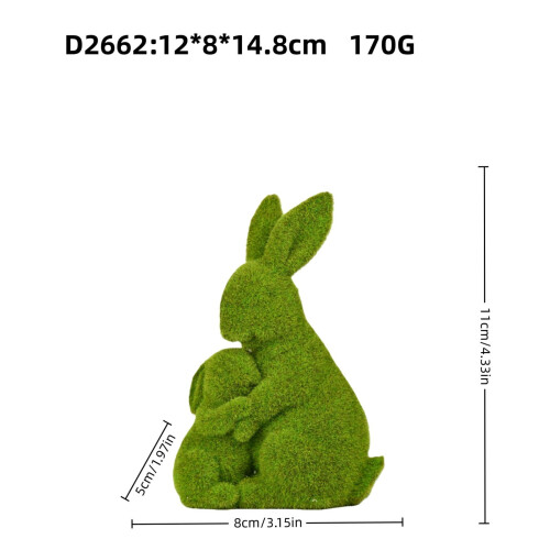 Flocked Resin Easter Bunny Decorative Figurine 2