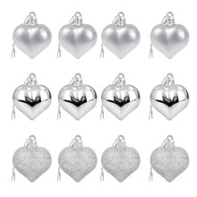 12 stk. hjerteornamenter plastik 4,5 cm Valentinsdag jul