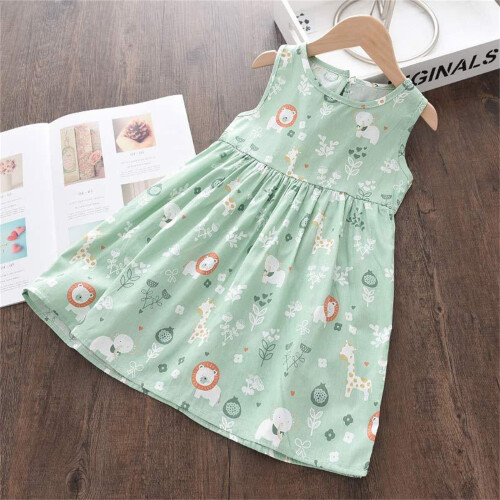 Φόρεμα Floral για νήπια με καλοκαιρινά casual αμάνικα σχέδια για παιδιά από βαμβάκι και 1