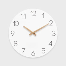 Horloge murale en bois de 33 cm (13 pouces), couleur ivoire, fine et silencieuse