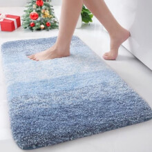 Tapis de bain en microfibre Ă poils longs 61 x 41 cm bleu clair