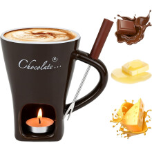 Mug à fondue au chocolat en céramique avec fourchette – 200 ml