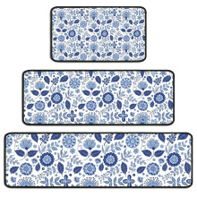 Ensemble de 3 tapis de cuisine à motifs floraux Pioneer Flower, antidérapants et lavables, compatibles avec la cuisine, l'évier et la buanderie