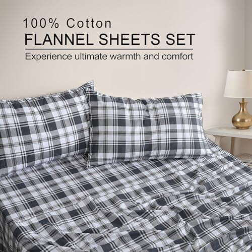Cal King Flannel Sheet Set 100% Double Brushed Cotton 4-Pc 2