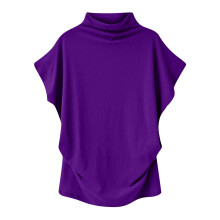 Sommartoppar för kvinnor Damtoppar Plusstorlekar Hög hals Kortärmade toppar Mode Enfärgade Passform Casual T-shirts, Skjortor