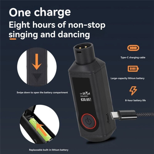 Adattatore per Microfono con Condensatore da 48 V, Trasmettitore e Ricevitore per Microfono Wireless per Microfono Dinamico, Mixer Audio per Chitarra, 2