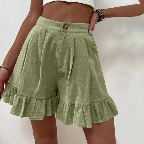 Αθλητικό σορτς QLEICOM για γυναίκες, Plus Size, χρυσαφί, με φαρδιά μπατζάκια και βολάν, 1