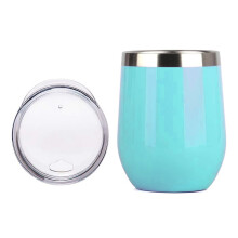 Gobelet isotherme de voyage en acier inoxydable de 35 cl (12 oz) avec couvercle coulissant, double paroi, bleu clair, idéal pour le café, les