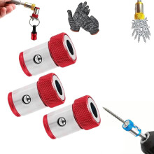 Universal Magnetizer/Demagnetizer Tool Set for 1/4" (6.35mm) Screwdriver Bits, Magnetic Ring, Red, 3pcs