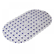 Alfombrilla para bañera, tamaño mediano, 66 x 38 cm, antideslizante, con ventosas y orificios de drenaje (azul claro).