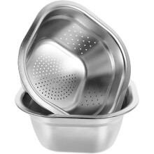Zestaw misek durszlakowych Zerodeko ze stali nierdzewnej, kwadratowy kosz do zlewu na owoce, warzywa i ryż – 22 cm, kompatybilny ze standardowymi