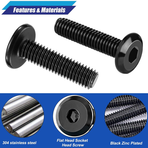 80PCS304SS βίδες με επίπεδη κεφαλή εξαγωνικής υποδοχής, 7 μεγέθη (1/4-20 & 5/16-18), πλήρες 2