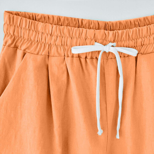 QLEICOM Γυναικείο Σορτς Plus Size από Βαμβάκι και Λινό, με Βαθιές Τσέπες, Καλοκαιρινό Casual 2