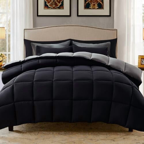 Lavendelkleurige polyester dekbedset (queensize, 3-delig)