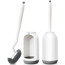 Set di 2 spazzole per WC in silicone con setole curve per la pulizia sotto il bordo e negli angoli difficili da raggiungere – Arredamento moderno