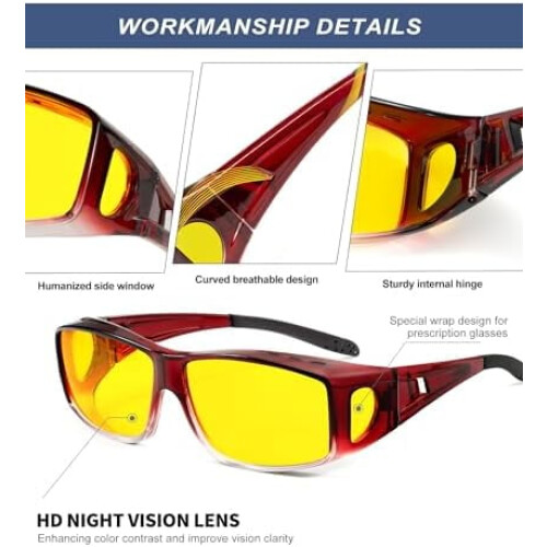 Γυαλιά νυχτερινής όρασης Fit-Over-Glasses Γυαλιά περιτύλιξης: Αντιθαμβωτικά γυαλιά 2