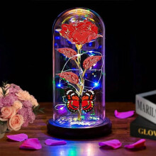 Roses lumineuses en verre à offrir – Saint-Valentin, anniversaire – pour maman, épouse, petite amie, fille – Idéal pour une soirée