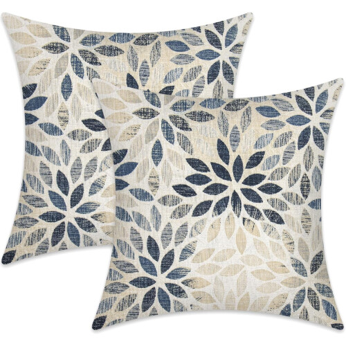 Housses de coussin en coton et lin 45 x 45 cm, lot de 2