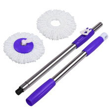 Manche de balai à franges rotatif avec têtes en microfibre – Acier inoxydable 304