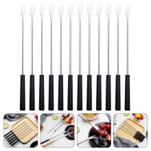 Fourchettes à fondue Tineasur en acier inoxydable et polypropylène noir, lot de 12, pour usage domestique.