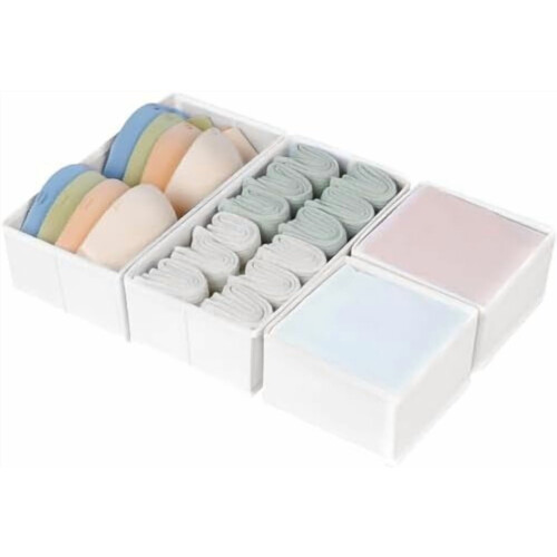 Stoff-Schubladenorganizer, 4er-Set – Weiß