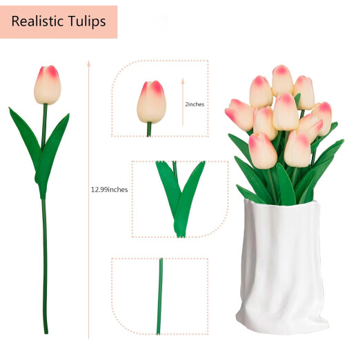 Buquê com 10 tulipas artificiais azuis de 33 cm (13 polegadas) em PU 1