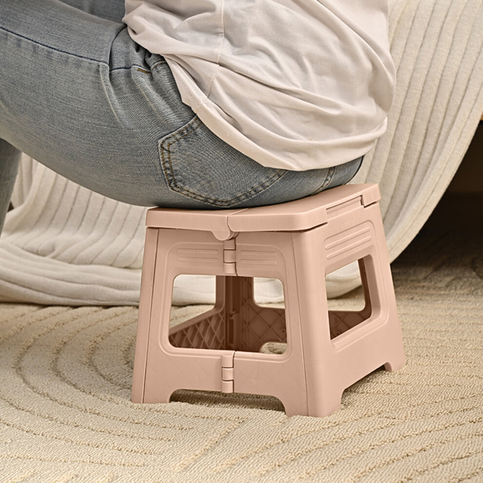Lightweight Plastic Foldable Stool, Heavy Duty Stepping Stool For Adults, Collapsible Step Stool Ottoman With Handle Â Compatible With Home, Office 9499224830028