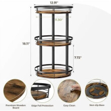 Étagère à épices tournante en bois à 3 niveaux de 25 cm (10 po)