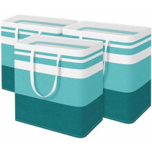 Set van 3 vrijstaande, waterdichte, opvouwbare wasmanden, 100 liter hoge wasmand met handvatten, groen met kleurverloop – geschikt voor thuis en
