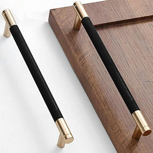Cabinet Pulls Gold Black Aluminum 2 Pack 192mm