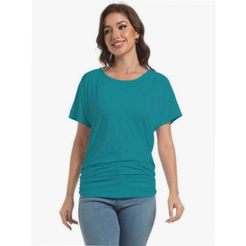 Γυναικεία Casual T-shirts Dolman με κοντομάνικα πουκάμισα, τοπ με βολάν και φαρδιά
