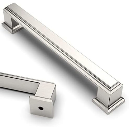 13 cm børstet satin nikkel skabsgreb, 10 stk.