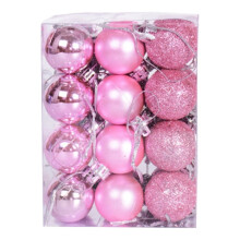 Christmas Balls, Day Ornaments，24 Pcs Shatterproof Ball Hanging for Xmas Tree Party Decoration Frosted Ball, Matte, Shiny (Pink, 1.18inch(30mm))