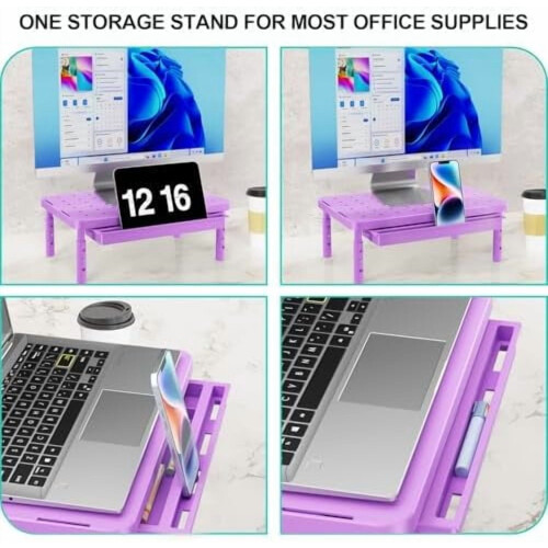 Support pour écran avec rangement Violet PTT002-V 1