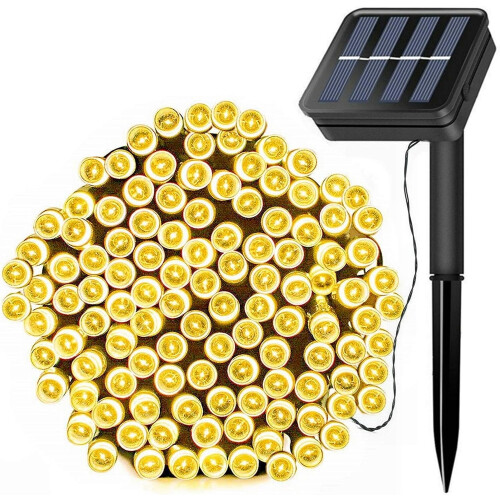 Ηλιακά φωτιστικά LED 39ft100 LED σε σειρά, 8 λειτουργίες, αδιάβροχα, θερμό λευκό,