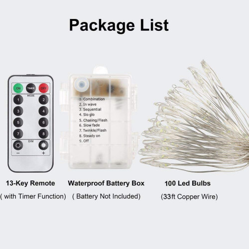 Πακέτο 2 πολύχρωμων φωτιστικών LED Fairy Lights 33ft - Αδιάβροχα φωτιστικά σε σειρά με 2