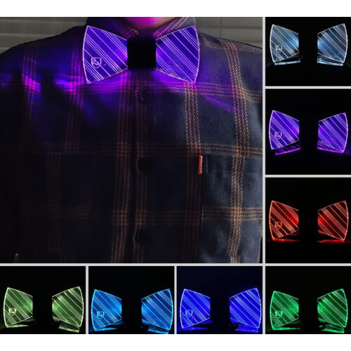 LED motýlek, 7 barev světla, nastavitelný