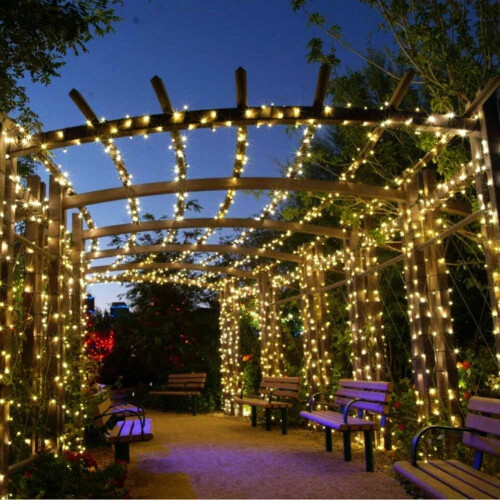 Ηλιακά φωτιστικά LED 39ft100 LED σε σειρά, 8 λειτουργίες, αδιάβροχα, θερμό λευκό, 1