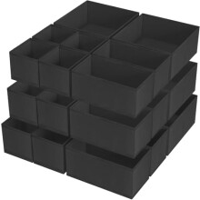 Lot de 24 organisateurs de tiroir pliables pour sous-vêtements, chaussettes, soutiens-gorge, cravates et foulards – Séparateurs noirs pour